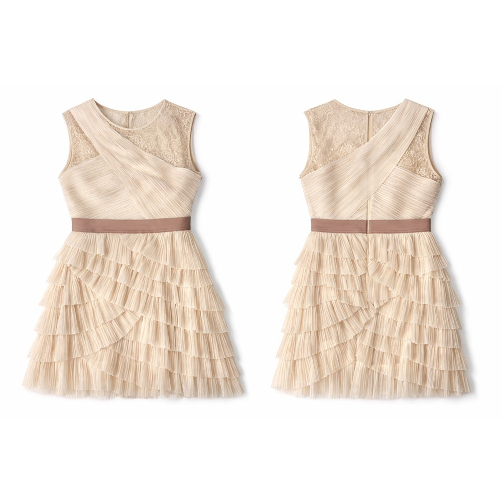 BCBGMAXAZRIA Ivory Lace Ruffle Graduation Dress Size 10